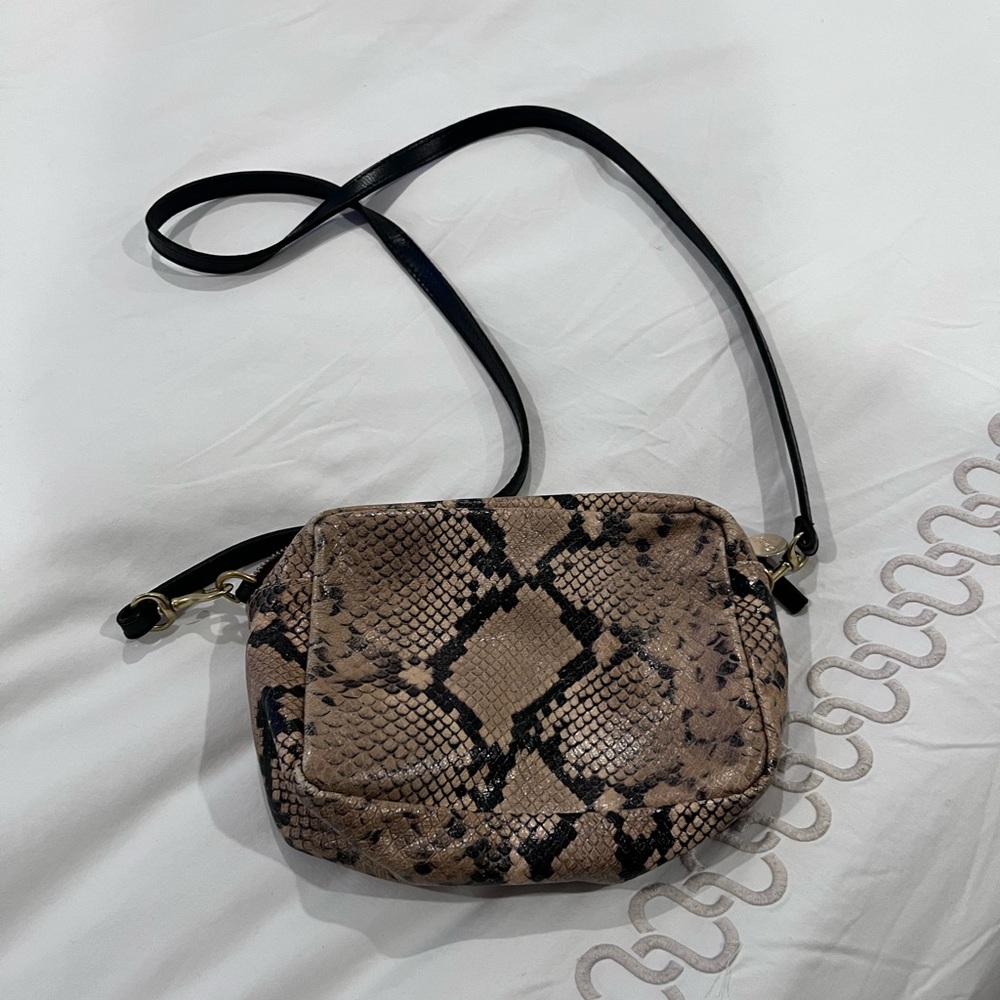 Clare V Perfect Midi Sac Snakeskin Leather Crossbody